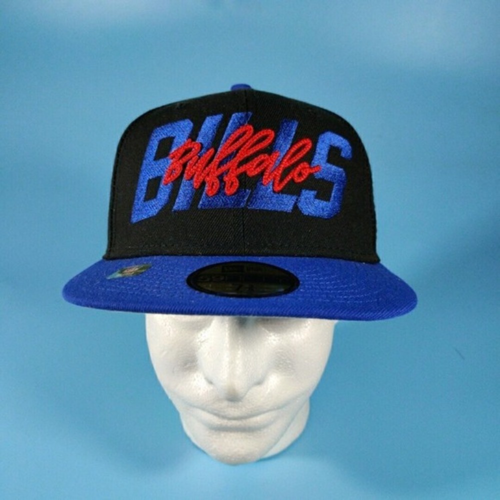 New Era Hat Mens 7 3/8 Black 59Fifty Buffalo Bills Cap NFL‎ Sports Wear Casual
